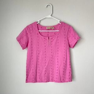 St Johns Bay Pink Embroidery Top Medium